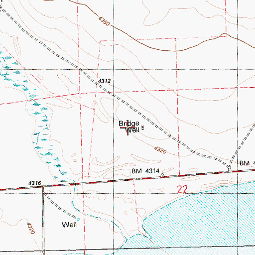 Topographic Map of Bridge Well, OR
