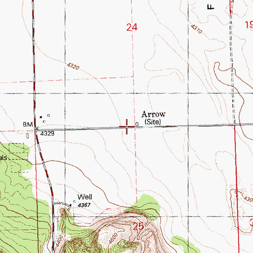 Topographic Map of Arrow, OR