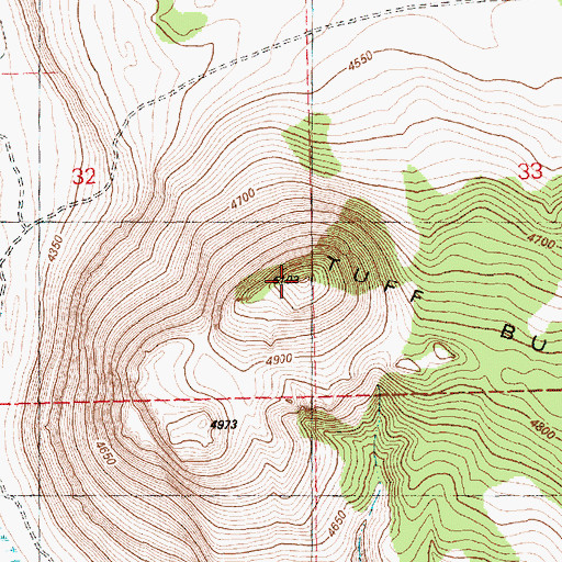 Topographic Map of Tuff Butte, OR