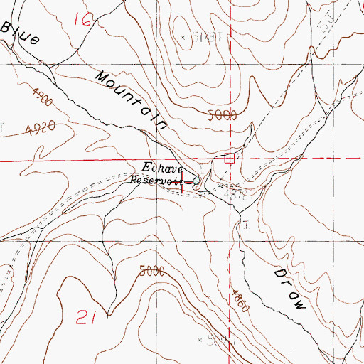 Topographic Map of Echave Reservoir, OR