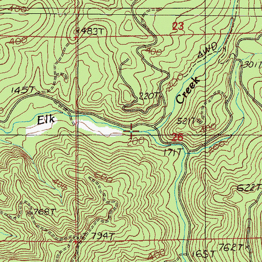 Topographic Map of South Fork Elk Creek, OR