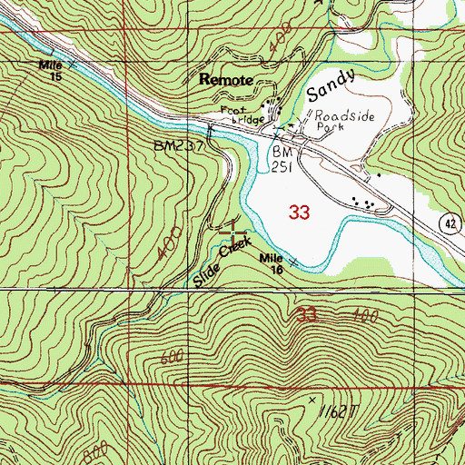 Topographic Map of Slide Creek, OR