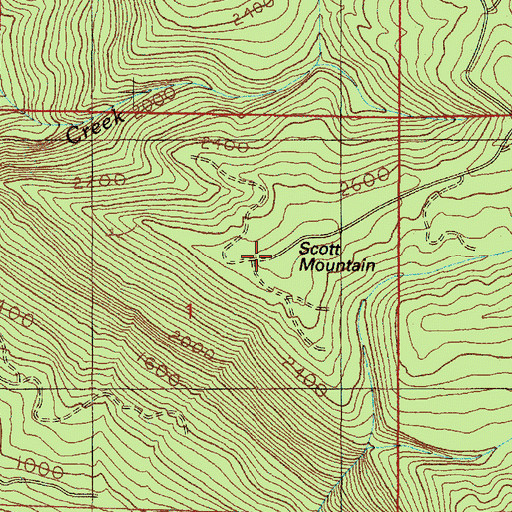 Topographic Map of Scott Mountain, OR