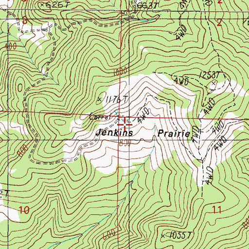 Topographic Map of Jenkins Prairie, OR