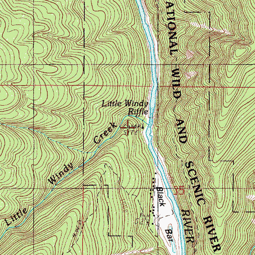 Topographic Map of Little Windy Creek Campground, OR