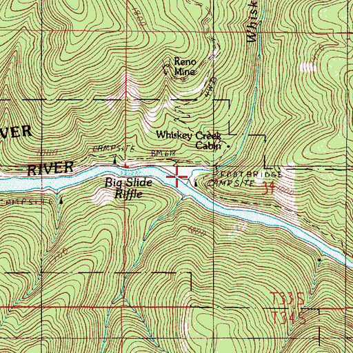 Topographic Map of Whiskey Creek Campground, OR
