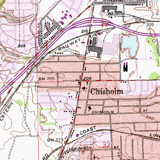 Topographic Map of Chisholm, AL
