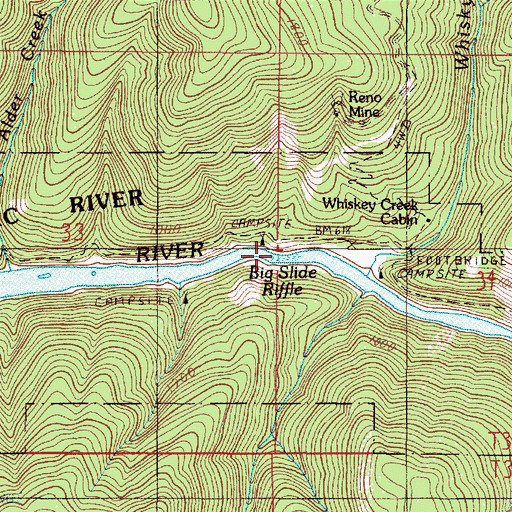 Topographic Map of Big Slide Riffle, OR