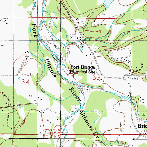 Topographic Map of Fort Briggs (historical), OR