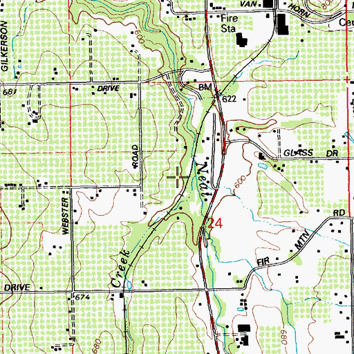Topographic Map of Lenz Creek, OR