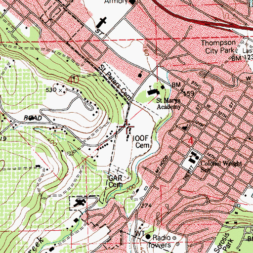 Topographic Map of Independent Order of Odd Fellows Cemetery, OR