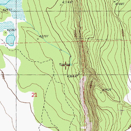 Topographic Map of Dry Spring, OR