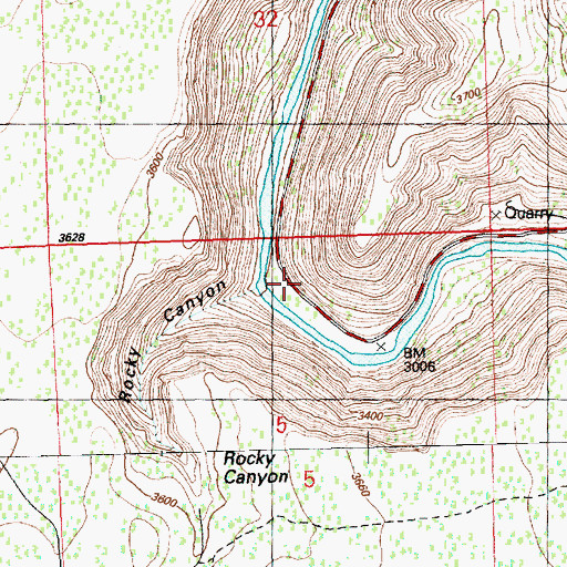 Topographic Map of Rocky Canyon, OR