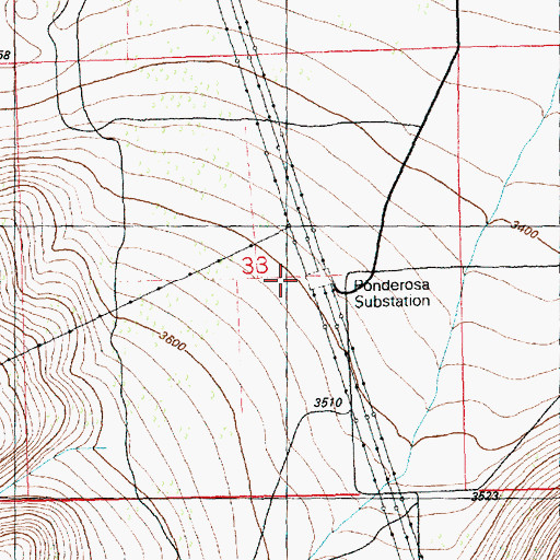 Topographic Map of Ponderosa Substation, OR