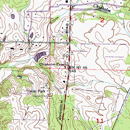 Topographic Map of Chisholm Cemetery, AL