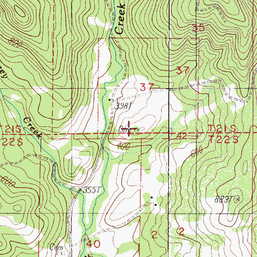Topographic Map of Ensley Cemetery, OR
