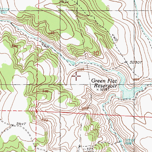 Topographic Map of Green Flat, OR