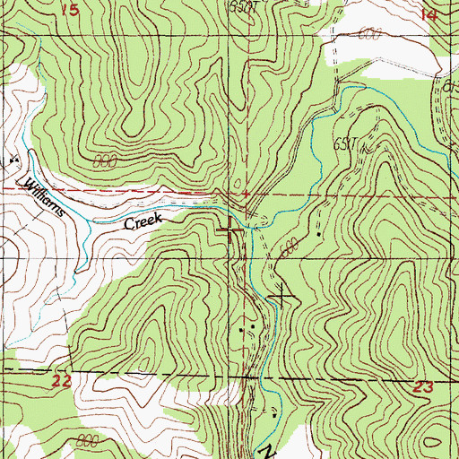 Topographic Map of Williams Creek, OR