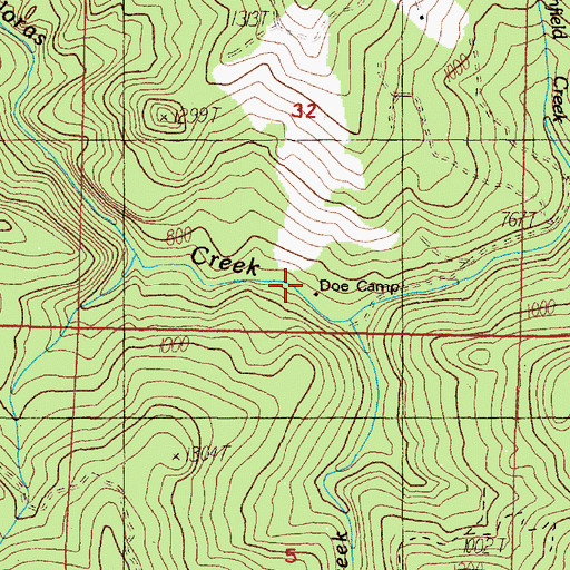 Topographic Map of Doe Camp, OR