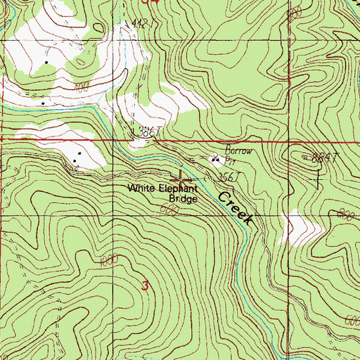 Topographic Map of White Elephant Bridge, OR