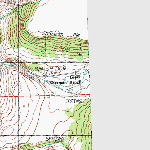 Topographic Map of Lower Sherman Ranch, OR