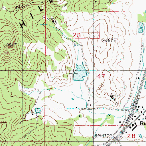 Topographic Map of Thurman Weaver Reservoir, OR