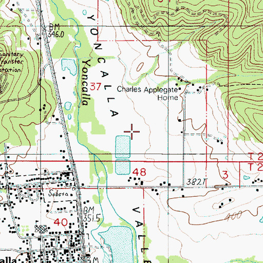 Topographic Map of Yoncalla Valley, OR