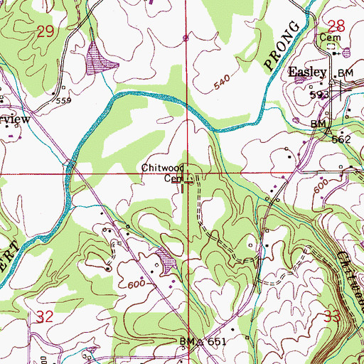 Topographic Map of Chitwood Cemetery, AL