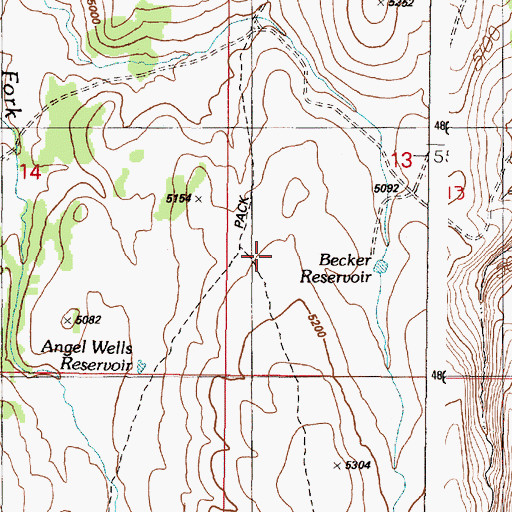 Topographic Map of Becker Reservoir, OR