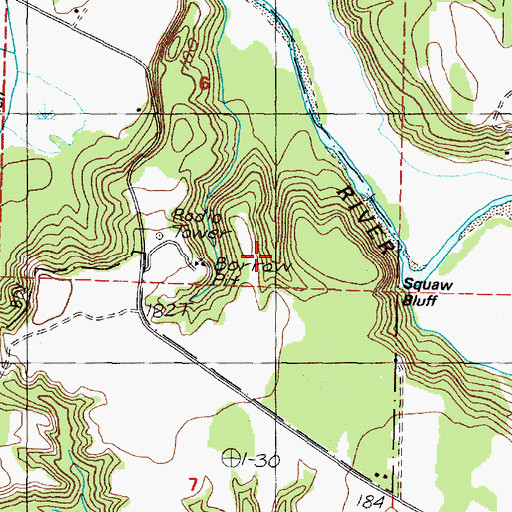 Topographic Map of Squaw Bluff, OR