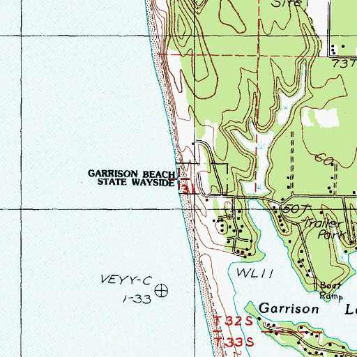 Topographic Map of Paradise Point State Park, OR