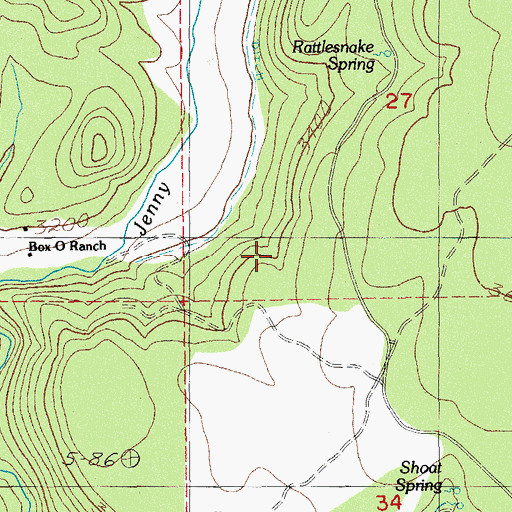 Topographic Map of Wallis Spring, OR