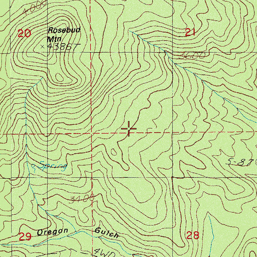 Topographic Map of Rosebud Reservoir, OR