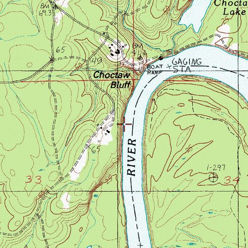 Topographic Map of Choctaw Bluff, AL