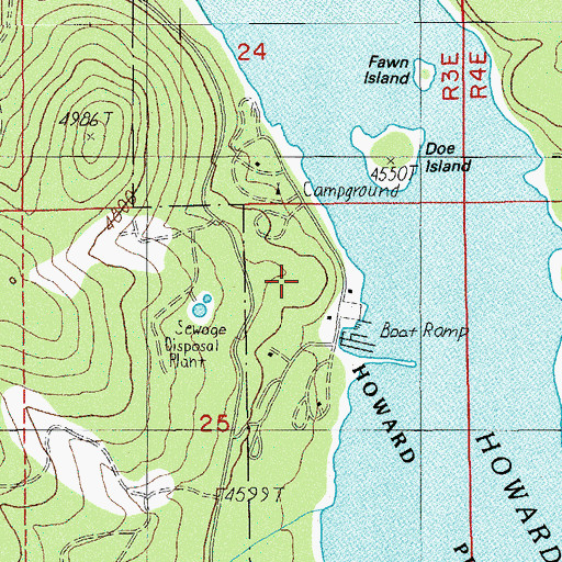 Topographic Map of Howard Prairie County Recreation Area, OR