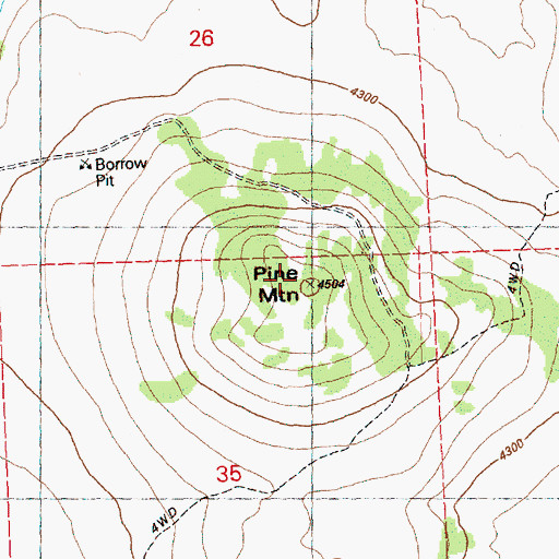 Topographic Map of Pine Mountain, OR