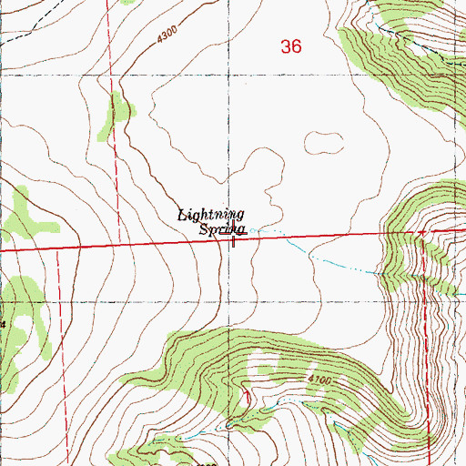 Topographic Map of Lightning Spring, OR