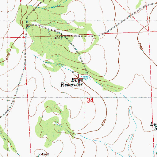 Topographic Map of Bone Reservoir, OR