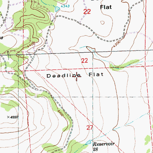 Topographic Map of Deadline Flat, OR
