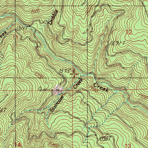 Topographic Map of Staircase Creek, OR