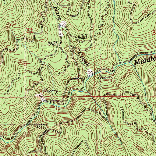 Topographic Map of Hare Creek, OR