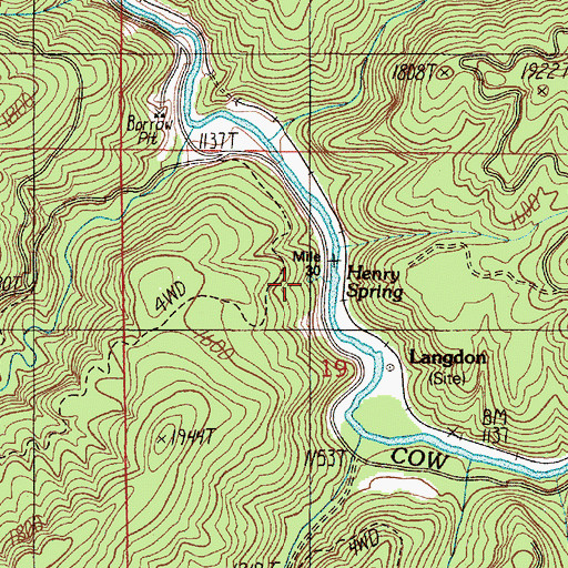 Topographic Map of Henry Spring, OR