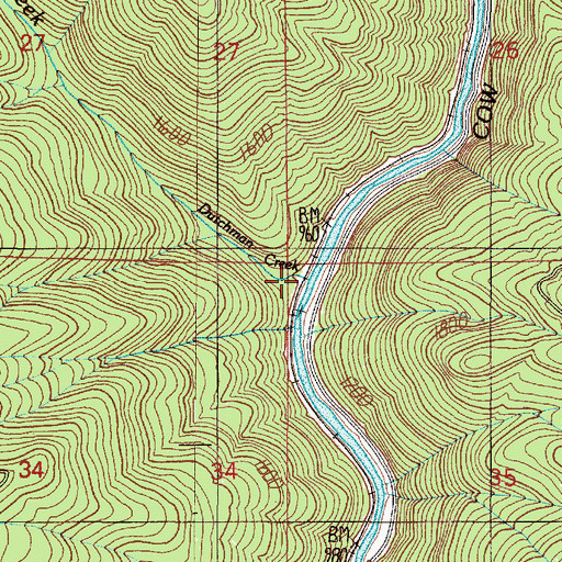 Topographic Map of Dutchman Creek, OR