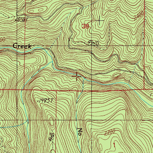 Topographic Map of No Sweat Creek, OR