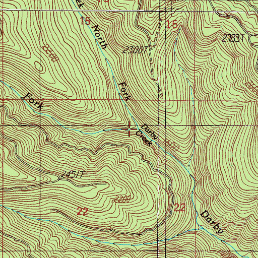 Topographic Map of West Fork Darby Creek, OR