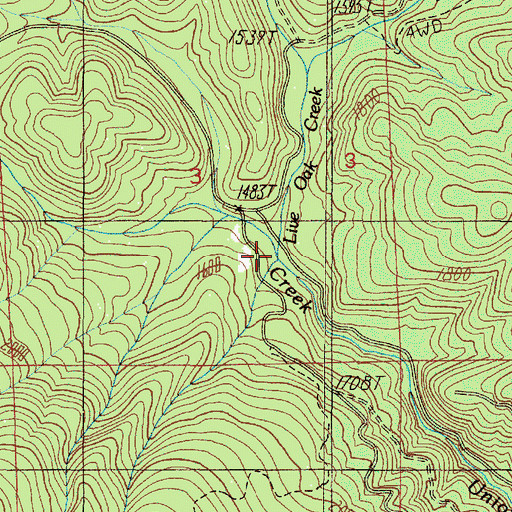 Topographic Map of Live Oak Creek, OR