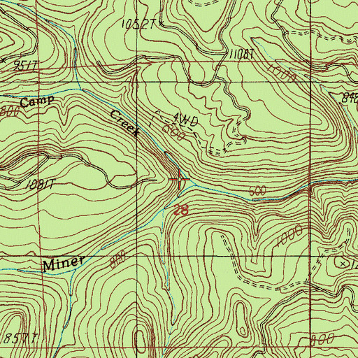 Topographic Map of Whiskey Camp Creek, OR