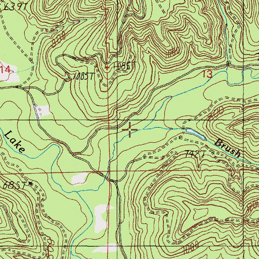 Topographic Map of Brush Creek, OR