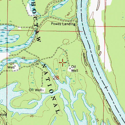 Topographic Map of Choctaw National Wildlife Refuge, AL