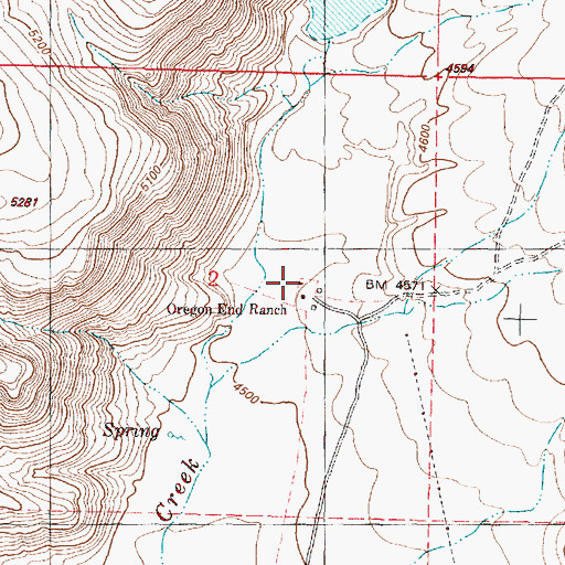Topographic Map of Oregon End Ranch, OR